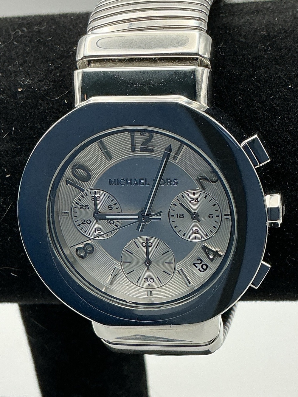 Michael Kors Gramercy 295 Silver Chronograph Stretch Watch